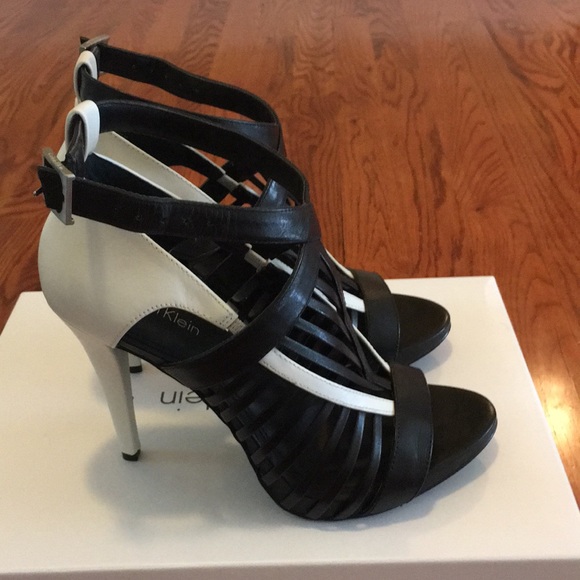 Calvin Klein Shoes - Like new Calvin Klein Black White Caged Heels